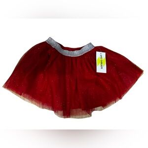 Epic Threads Girls Red Tulle Skirt with Silver Waistband
